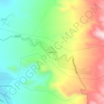 Mapa topográfico Ampimpa, altitud, relieve
