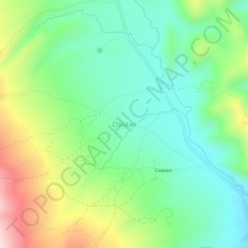 Mapa topográfico Chiutari, altitud, relieve