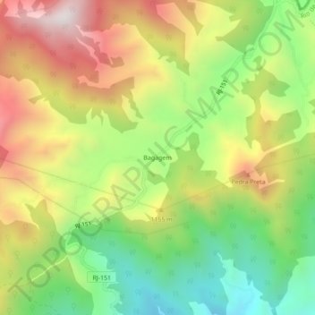 Mapa topográfico Bagagem, altitud, relieve