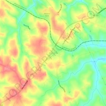 Mapa topográfico Moneta, altitud, relieve