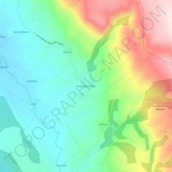Mapa topográfico Xinzo da Costa, altitud, relieve