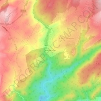 Mapa topográfico Cerro Alarcón, altitud, relieve
