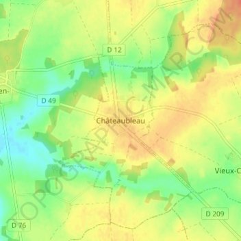 Mapa topográfico Châteaubleau, altitud, relieve