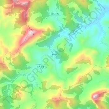 Mapa topográfico Pires, altitud, relieve