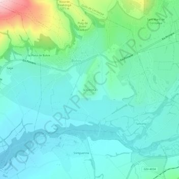 Mapa topográfico la Corona, altitud, relieve