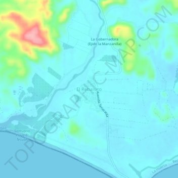 Mapa topográfico El Rebalsito, altitud, relieve