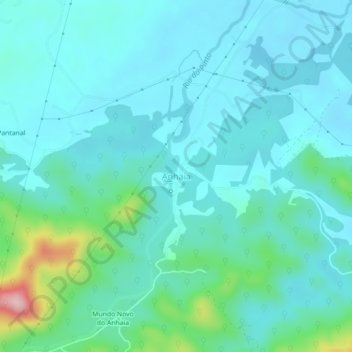 Mapa topográfico Anhaia, altitud, relieve