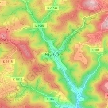 Mapa topográfico Neulautern, altitud, relieve