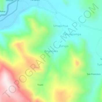 Mapa topográfico Rinconada, altitud, relieve