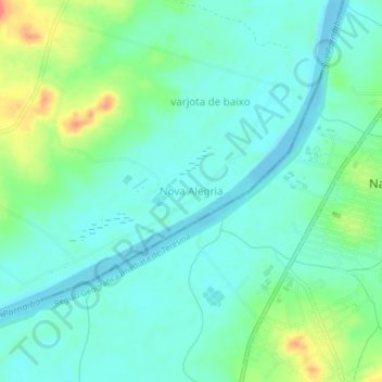 Mapa topográfico Nova Alegria, altitud, relieve