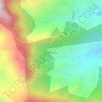 Mapa topográfico Cerro Montandelo, altitud, relieve