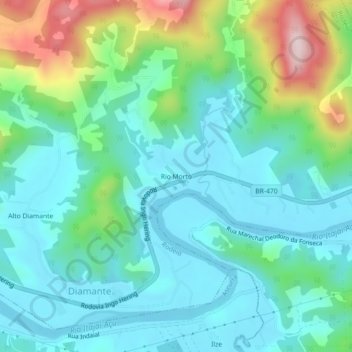 Mapa topográfico Rio Morto, altitud, relieve