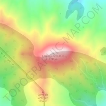 Mapa topográfico Cerro Capaollanca, altitud, relieve