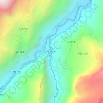 Mapa topográfico Palca, altitud, relieve