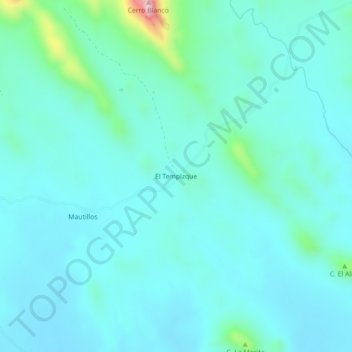 Mapa topográfico El Tempizque, altitud, relieve