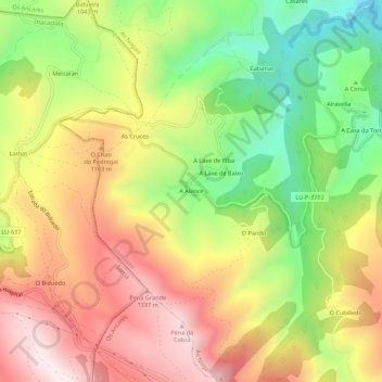 Mapa topográfico A Alence, altitud, relieve