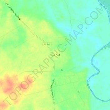 Mapa topográfico Saint Paul, altitud, relieve
