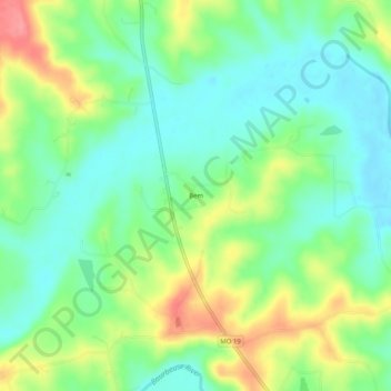 Mapa topográfico Bem, altitud, relieve