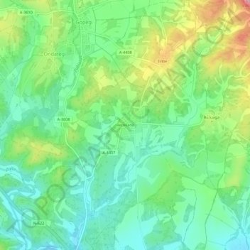 Mapa topográfico Berrícano, altitud, relieve