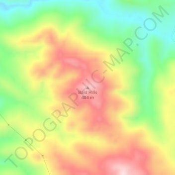 Mapa topográfico Bald Hills, altitud, relieve