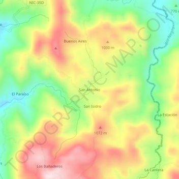 Mapa topográfico San Antonio, altitud, relieve