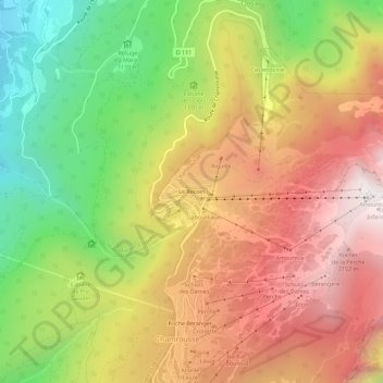 Mapa topográfico Le Recoin, altitud, relieve