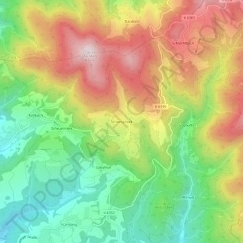 Mapa topográfico Schweigmatt, altitud, relieve