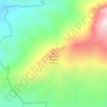 Mapa topográfico Cerro el Púlpito, altitud, relieve