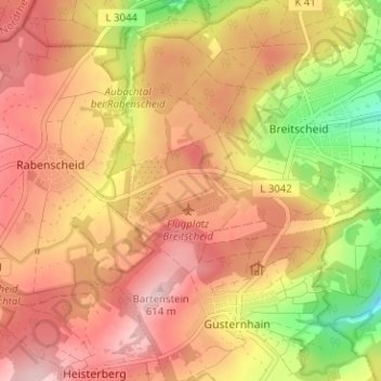 Mapa topográfico Auf der Hub, altitud, relieve