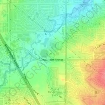 Mapa topográfico City Park, altitud, relieve