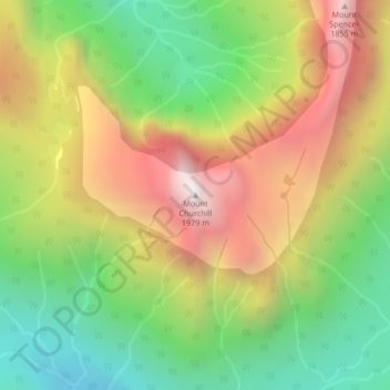 Mapa topográfico Mount Churchill, altitud, relieve