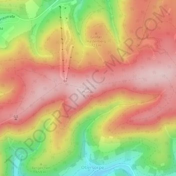 Mapa topográfico Hunau, altitud, relieve