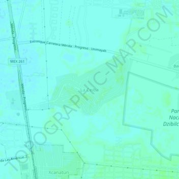 Mapa topográfico La Ceiba, altitud, relieve