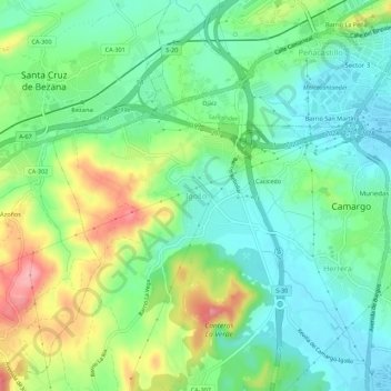 Mapa topográfico Igollo, altitud, relieve