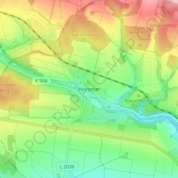 Mapa topográfico Horsmar, altitud, relieve