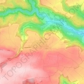 Mapa topográfico Ewattingen, altitud, relieve