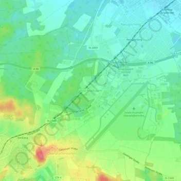 Mapa topográfico Weichselbaum, altitud, relieve