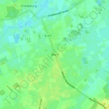 Mapa topográfico Marx, altitud, relieve