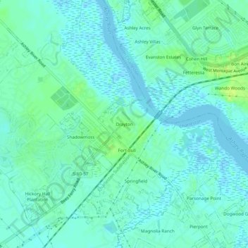Mapa topográfico Drayton, altitud, relieve