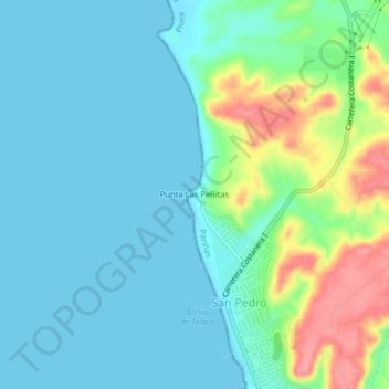 Mapa topográfico Punta Las Peñitas, altitud, relieve