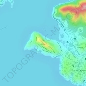 Mapa topográfico La Peña, altitud, relieve
