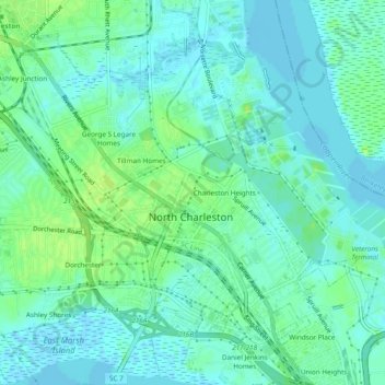 Mapa topográfico Cherokee Place, altitud, relieve