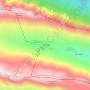 Mapa topográfico El Tarillal, altitud, relieve