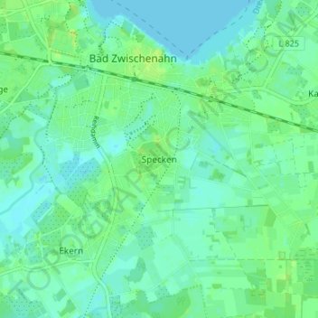 Mapa topográfico Specken, altitud, relieve