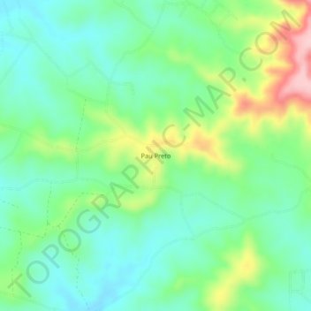 Mapa topográfico Pau Preto, altitud, relieve