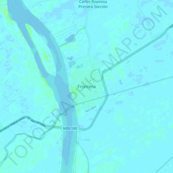 Mapa topográfico Frontera, altitud, relieve