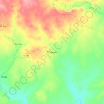 Mapa topográfico El Fayque, altitud, relieve
