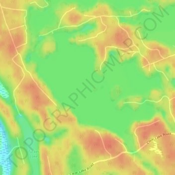 Mapa topográfico Clear Lake, altitud, relieve