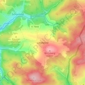 Mapa topográfico Landwüst, altitud, relieve