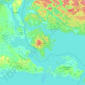 Mapa topográfico St. Joseph Island, altitud, relieve